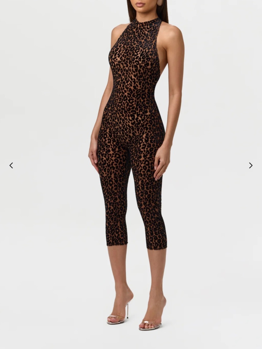 Burnout Print Halter Capri Jumpsuit Naked Wardobe